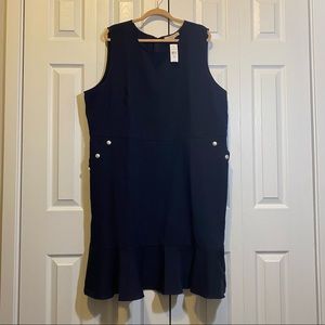 NWT LOFT A-line dress with ruffle hem and faux pearl buttons